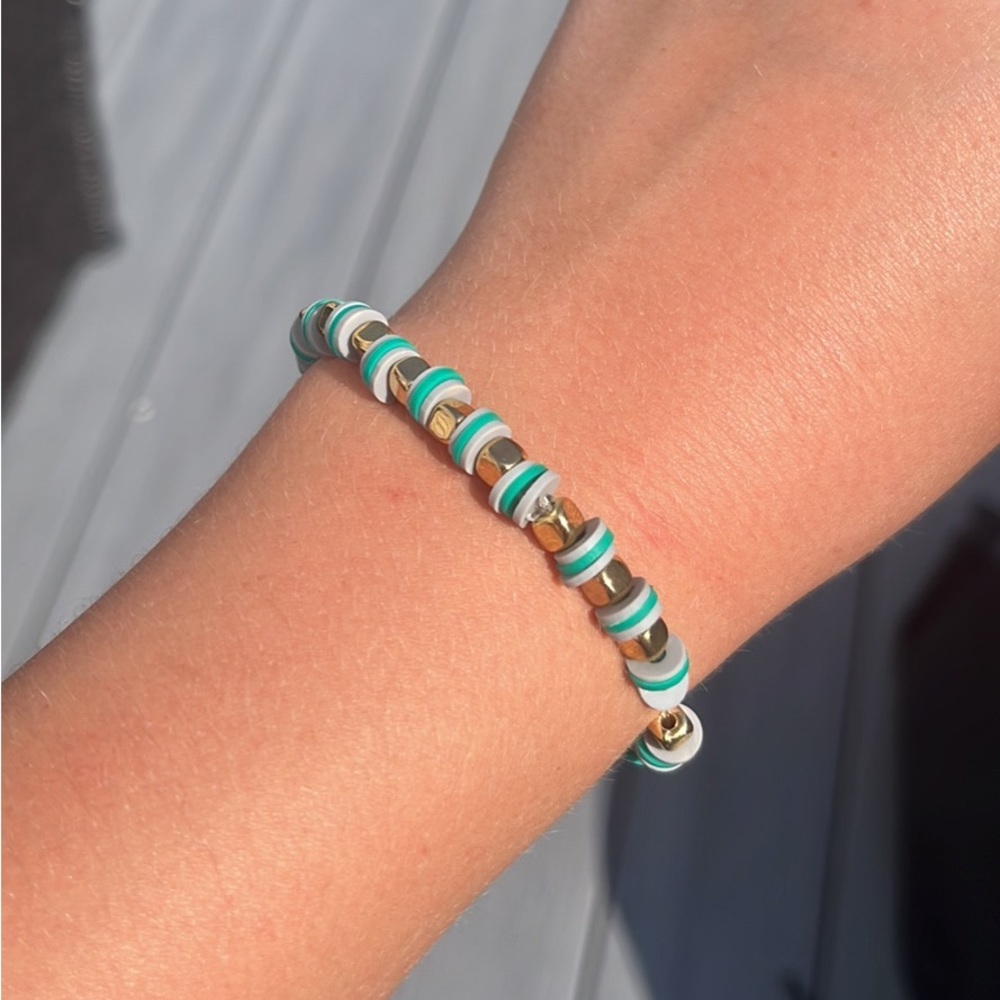 Elephant green gray and gold bracelet